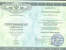 Владимир Владимирович  Пьяных  - сертификат